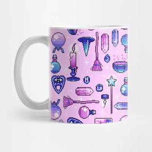 Witchy Pink Purple Pixel Art Crystal Potion Pattern Mug